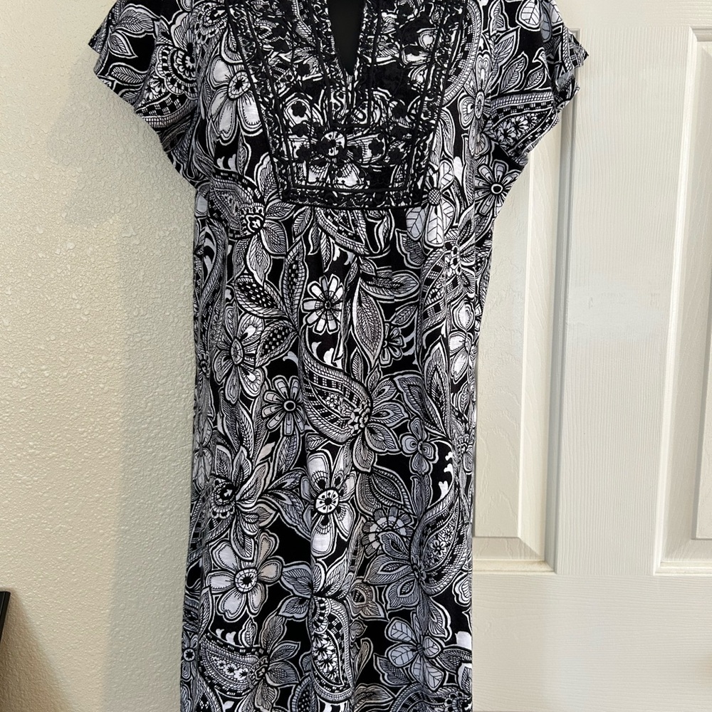 Talbots Petite Black and White Dress